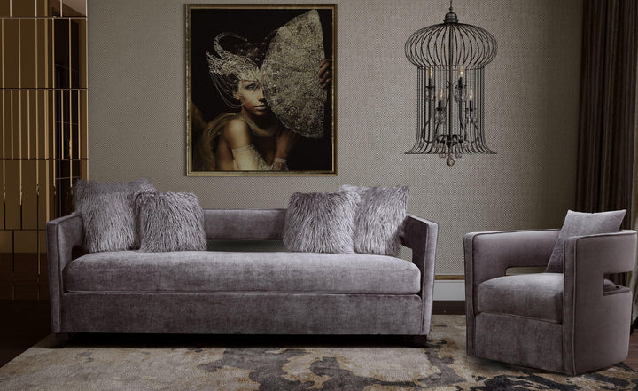 TOV Furniture Kennedy Grey Swivel Chair ACCENT + LOUNGE CHAIRS