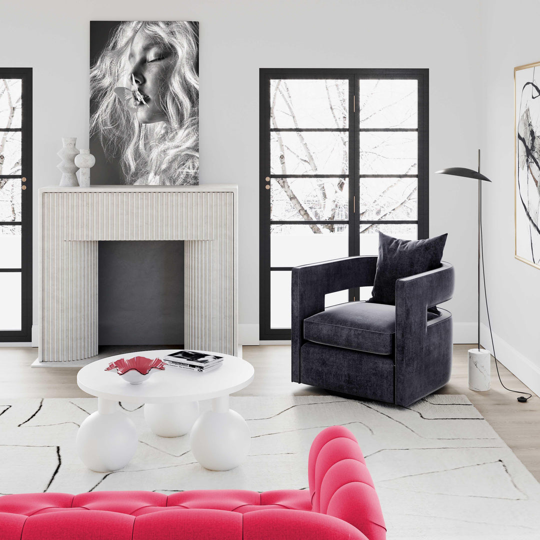 TOV Furniture Kennedy Black Swivel Chair ACCENT + LOUNGE CHAIRS