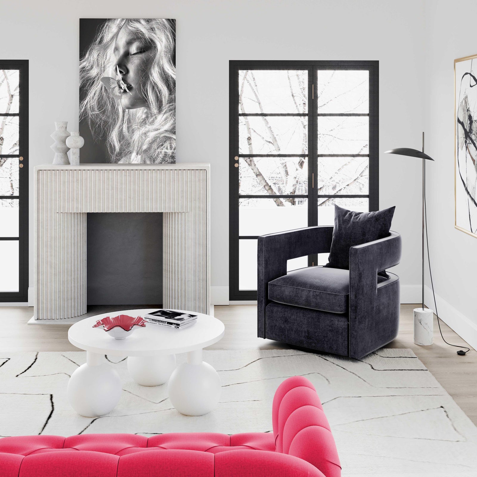 TOV Furniture Kennedy Black Swivel Chair ACCENT + LOUNGE CHAIRS