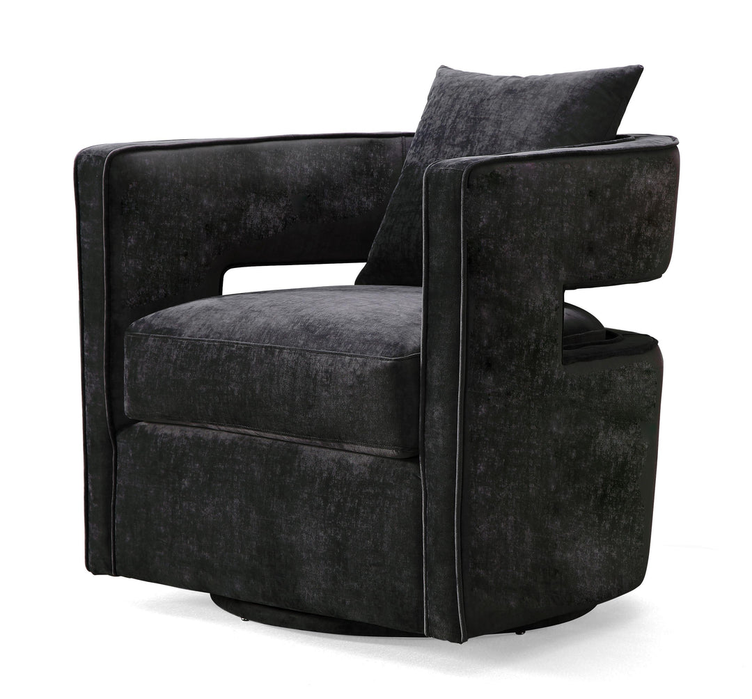 TOV Furniture Kennedy Black Swivel Chair ACCENT + LOUNGE CHAIRS
