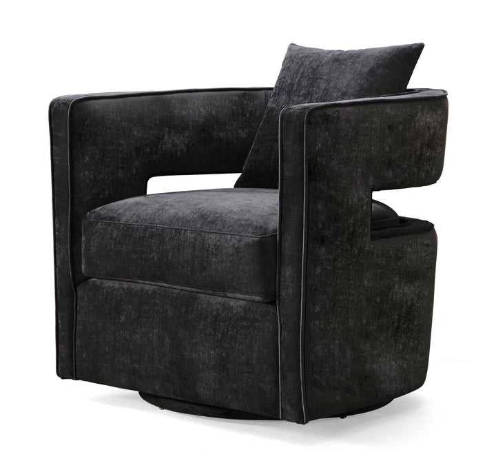TOV Furniture Kennedy Black Swivel Chair ACCENT + LOUNGE CHAIRS
