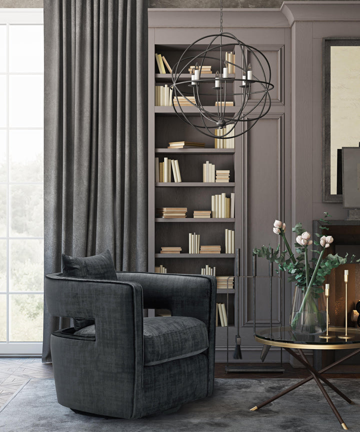 TOV Furniture Kennedy Black Swivel Chair ACCENT + LOUNGE CHAIRS