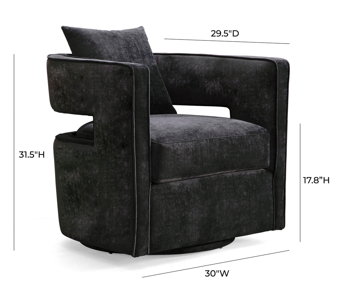 TOV Furniture Kennedy Black Swivel Chair ACCENT + LOUNGE CHAIRS