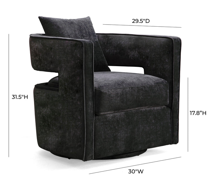 TOV Furniture Kennedy Black Swivel Chair ACCENT + LOUNGE CHAIRS