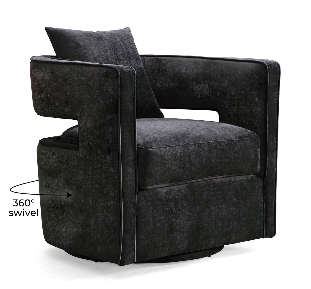TOV Furniture Kennedy Black Swivel Chair ACCENT + LOUNGE CHAIRS