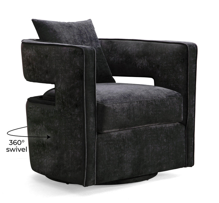 TOV Furniture Kennedy Black Swivel Chair ACCENT + LOUNGE CHAIRS