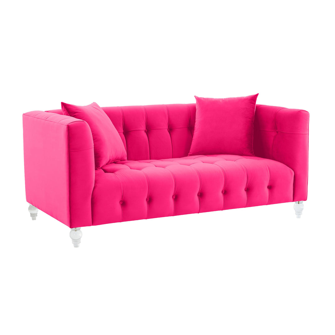 American Home Furniture | TOV Furniture - Bea Hot Pink Velvet Loveseat