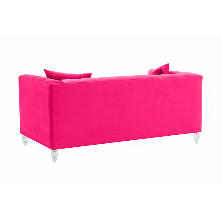 American Home Furniture | TOV Furniture - Bea Hot Pink Velvet Loveseat