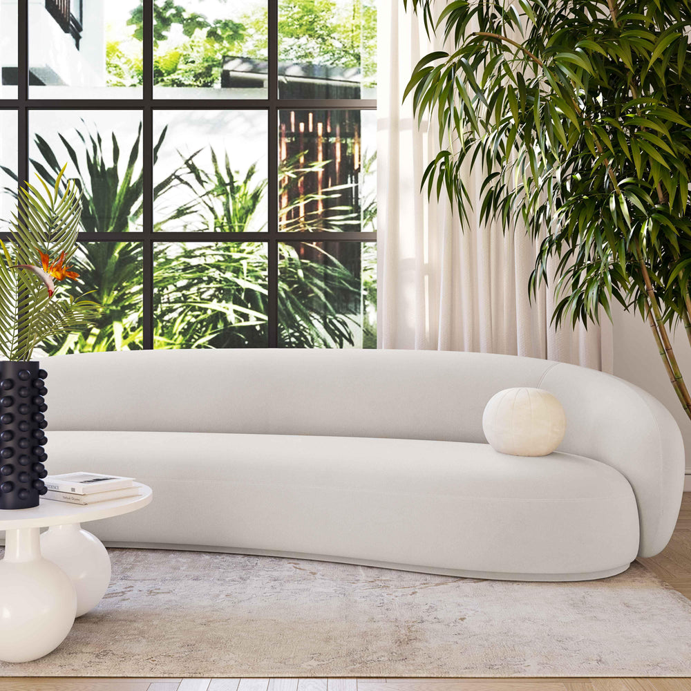 American Home Furniture | TOV Furniture - Kendall Cream Velvet 120 Inch Sofa