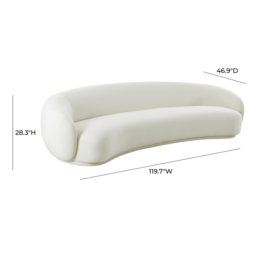 TOV Furniture Kendall Cream Velvet 120 Inch Sofa SOFAS + SECTIONALS