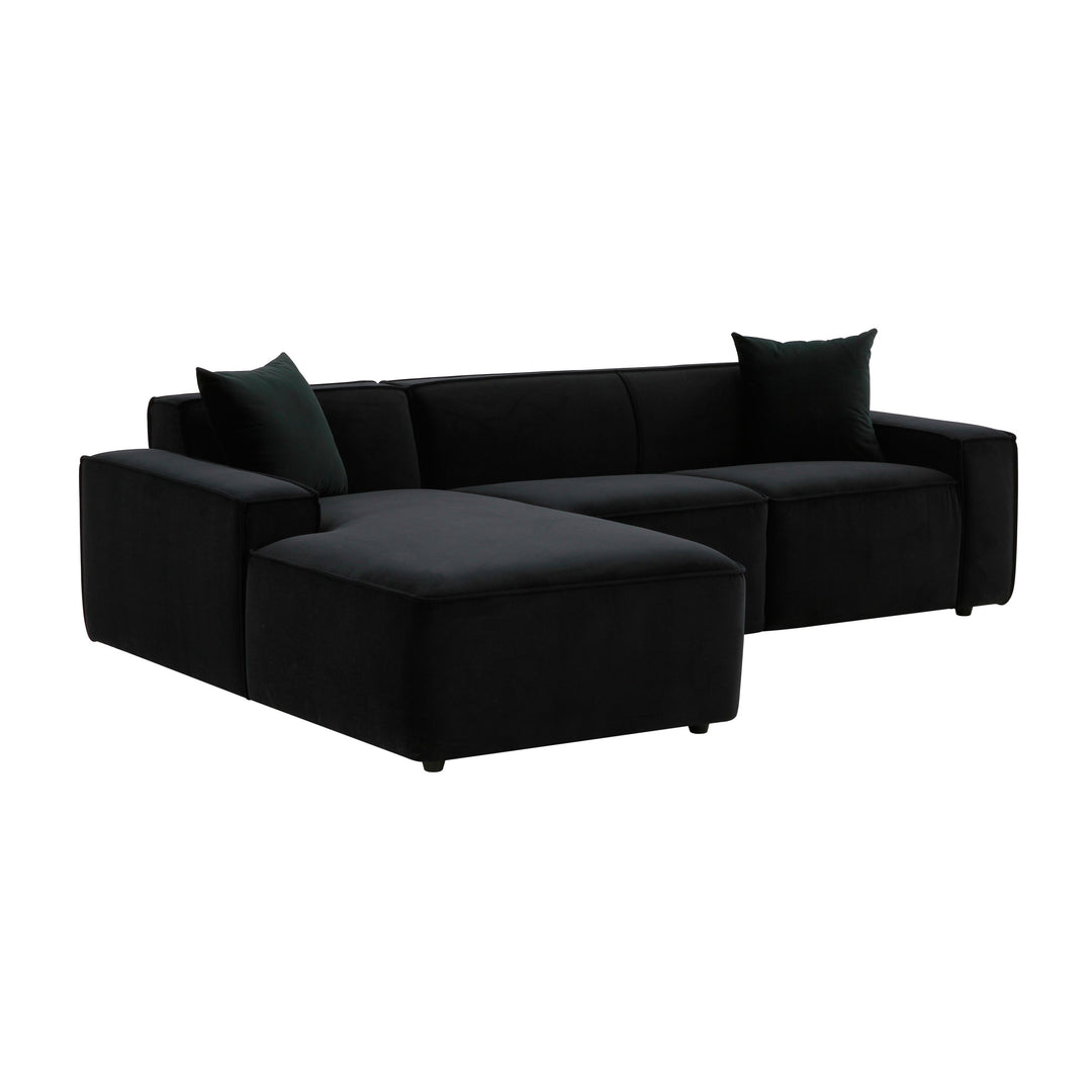 American Home Furniture | TOV Furniture - Olafur Black Velvet Sectional - LAF