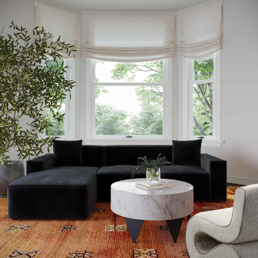 American Home Furniture | TOV Furniture - Olafur Black Velvet Sectional - LAF