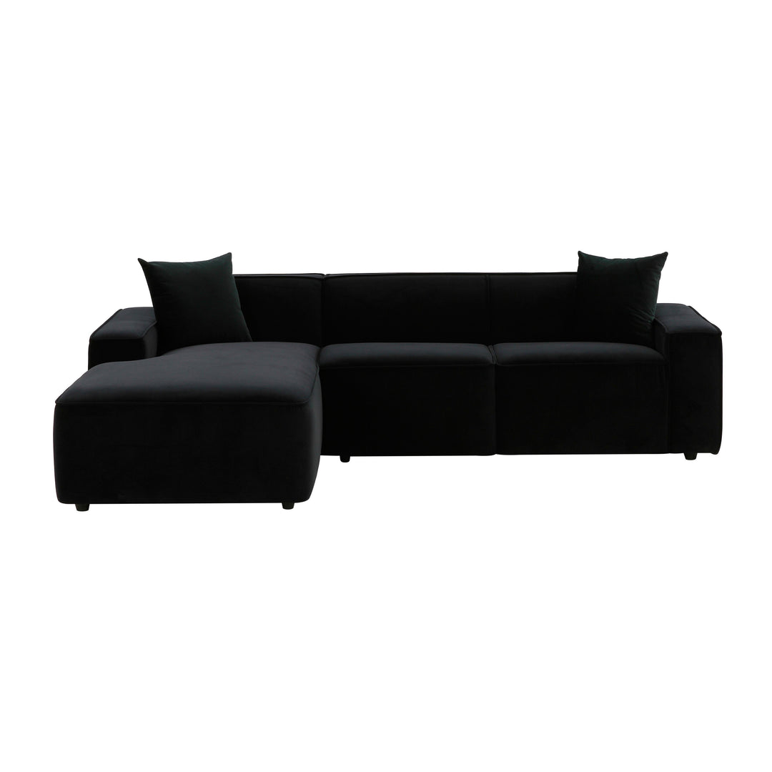 American Home Furniture | TOV Furniture - Olafur Black Velvet Sectional - LAF