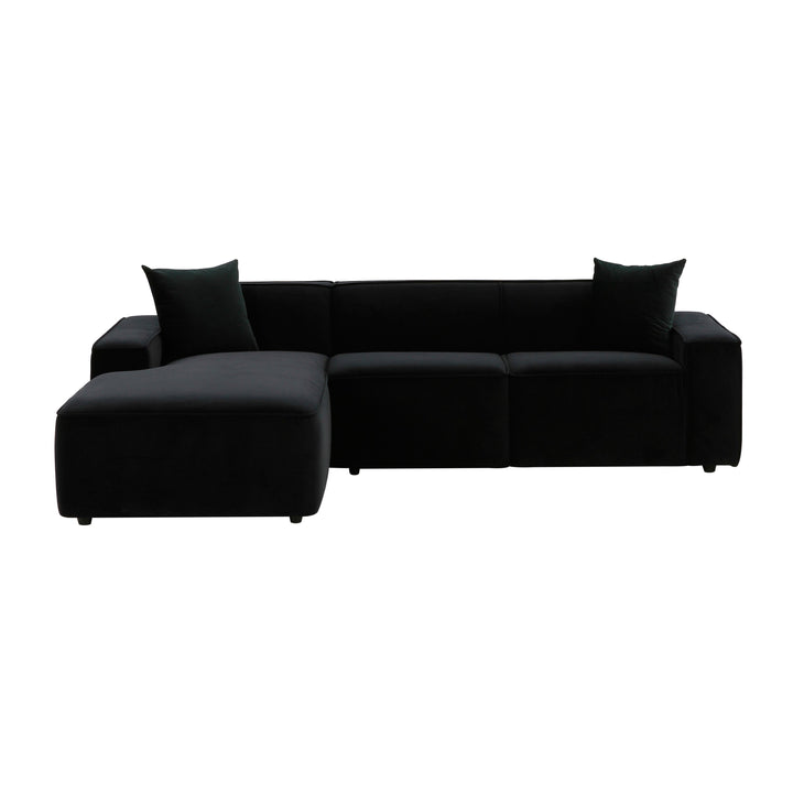 American Home Furniture | TOV Furniture - Olafur Black Velvet Sectional - LAF