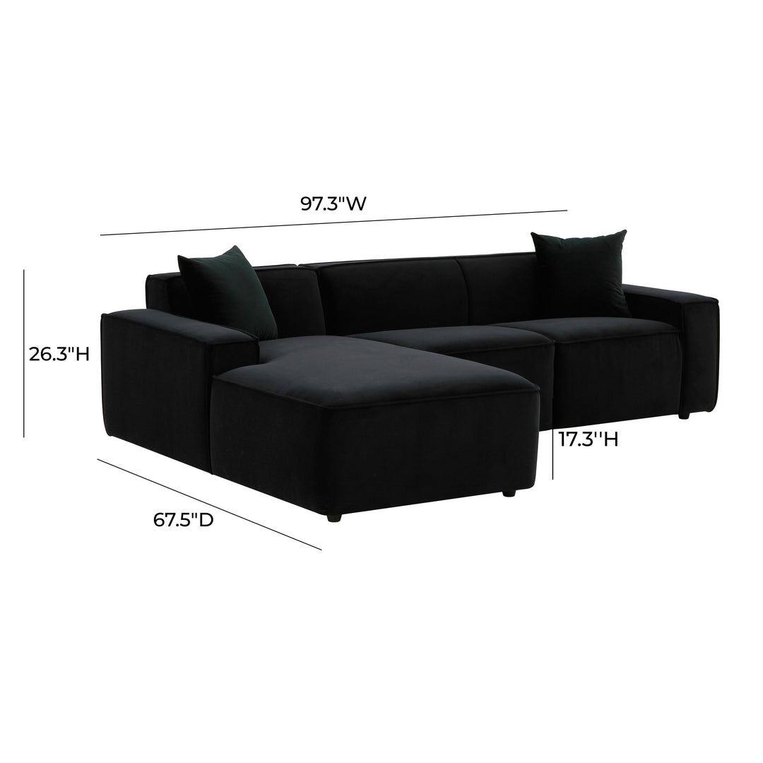 American Home Furniture | TOV Furniture - Olafur Black Velvet Sectional - LAF