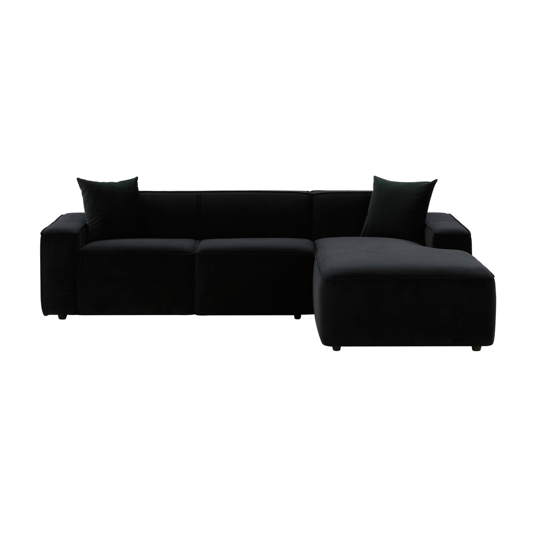 TOV Furniture Olafur Black Velvet Sectional - RAF SOFAS + SECTIONALS