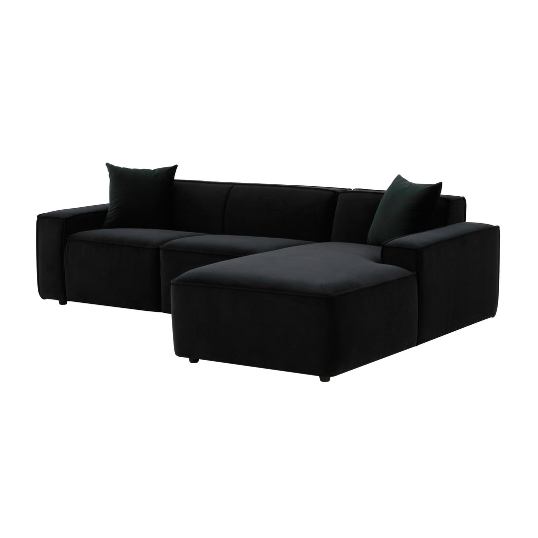 TOV Furniture Olafur Black Velvet Sectional - RAF SOFAS + SECTIONALS