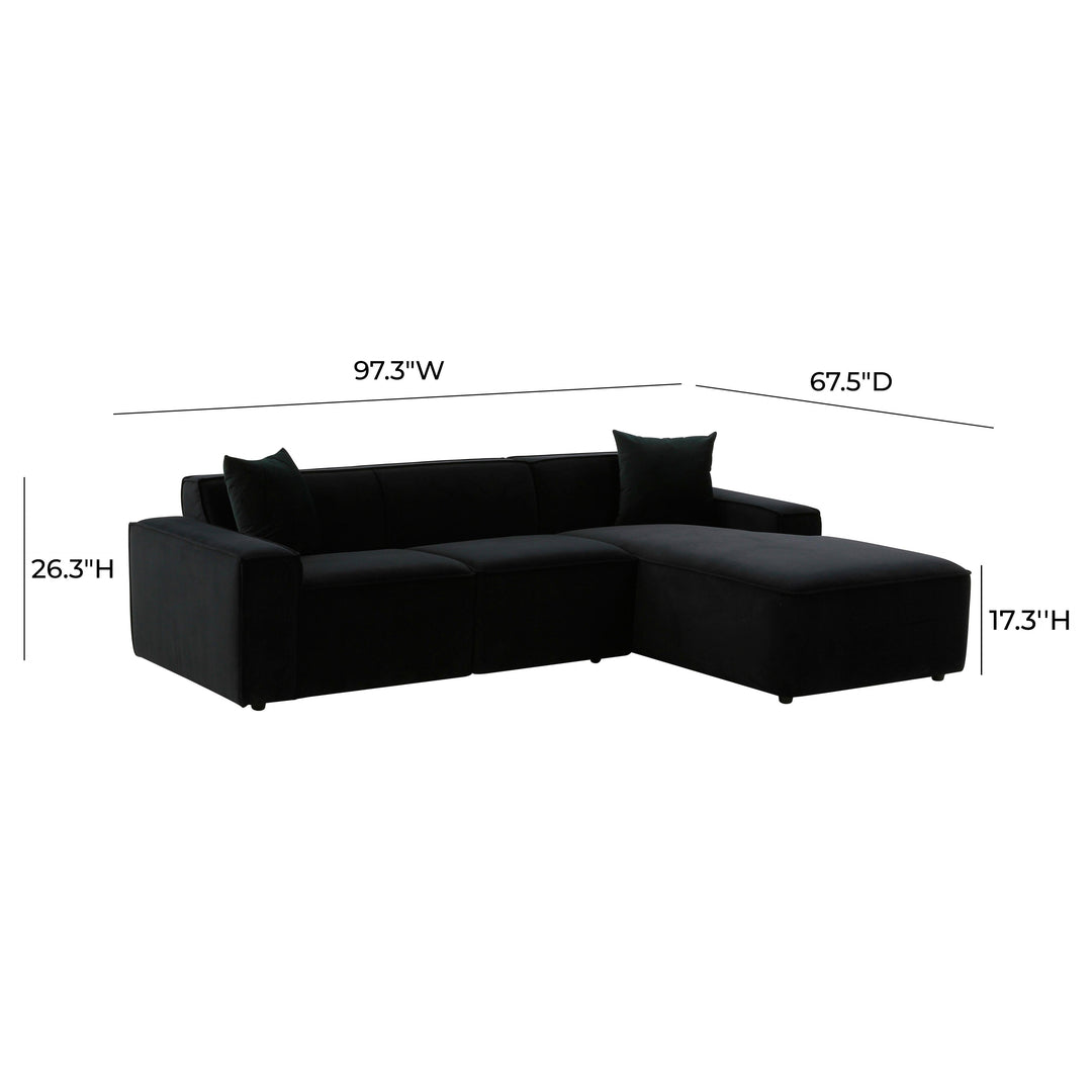 TOV Furniture Olafur Black Velvet Sectional - RAF SOFAS + SECTIONALS