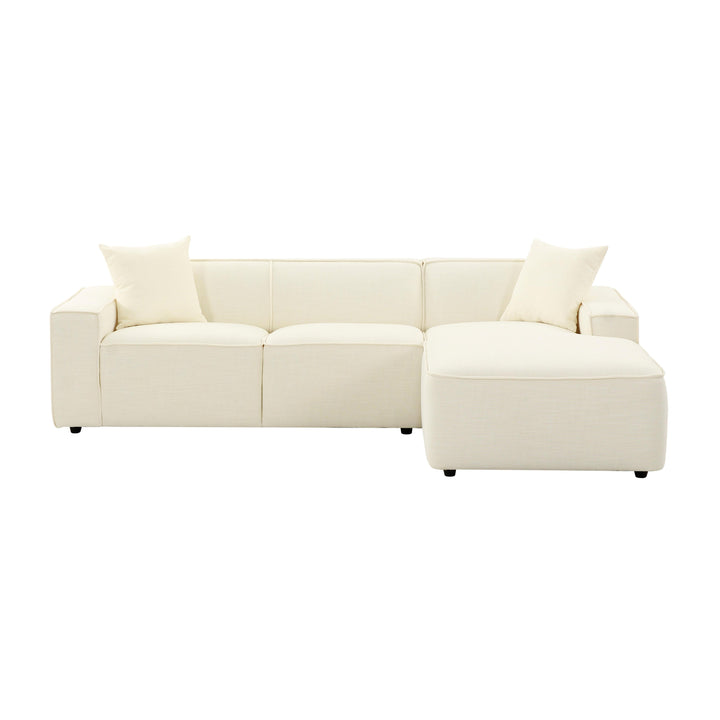 American Home Furniture | TOV Furniture - Olafur Cream Linen Sectional - RAF