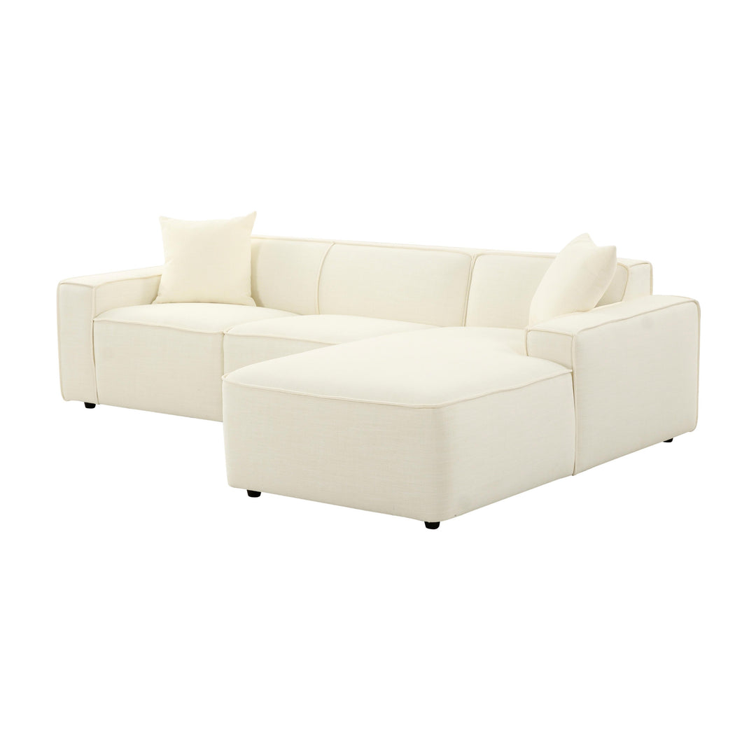 American Home Furniture | TOV Furniture - Olafur Cream Linen Sectional - RAF