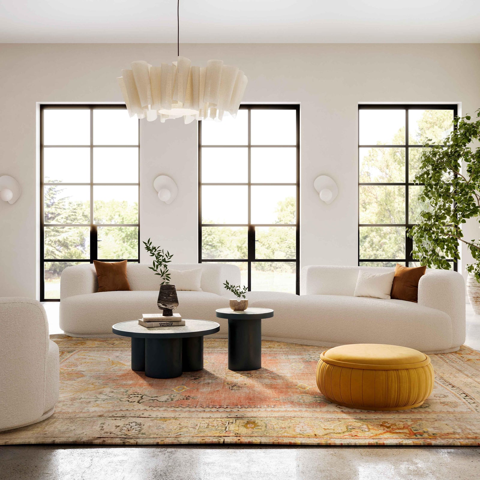 TOV Furniture Fickle Cream Boucle 3-Piece Modular Sectional SOFAS + SECTIONALS