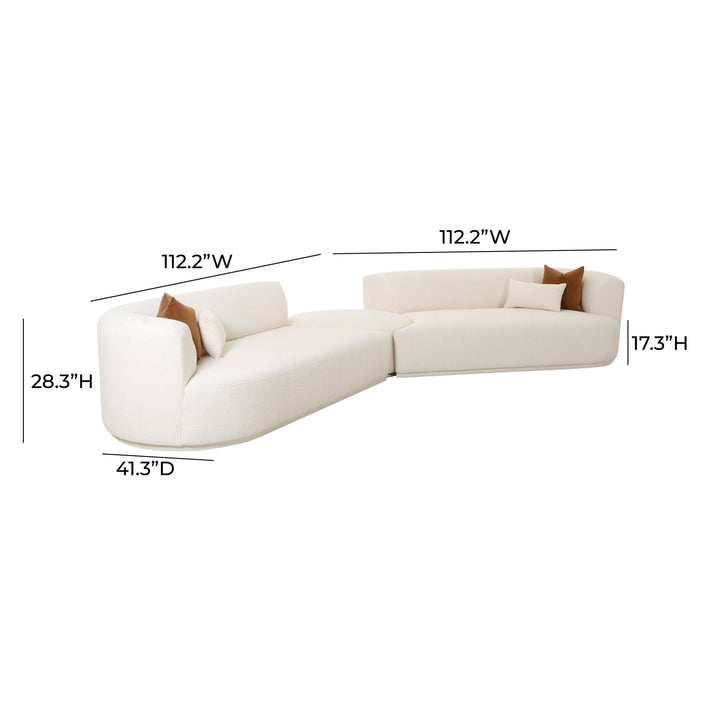 TOV Furniture Fickle Cream Boucle 3-Piece Modular Sectional SOFAS + SECTIONALS