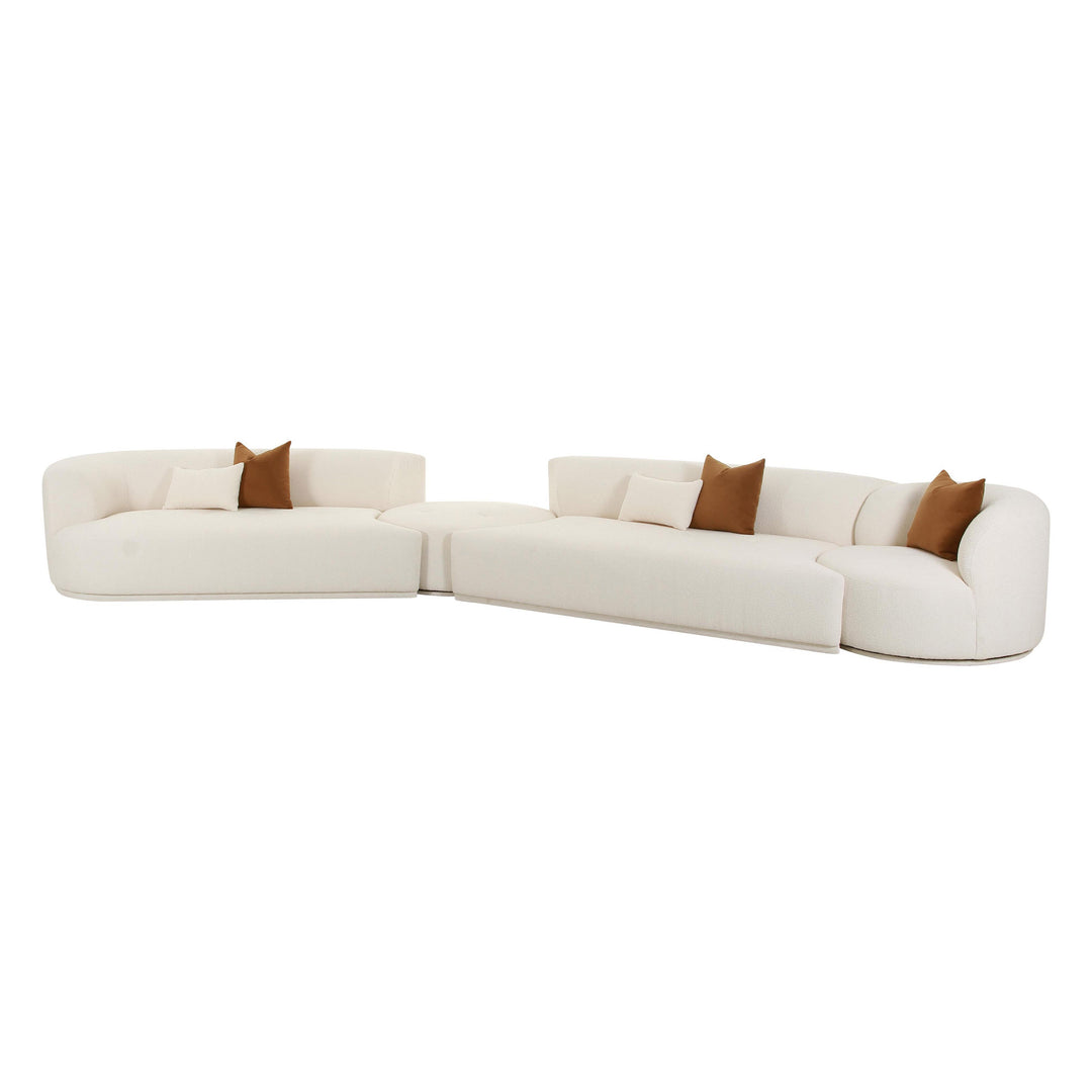 American Home Furniture | TOV Furniture - Fickle Cream Boucle 4-Piece Modular LAF Sectional