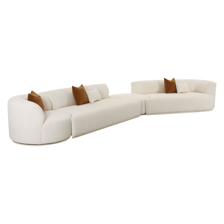 American Home Furniture | TOV Furniture - Fickle Cream Boucle 4-Piece Modular RAF Sectional