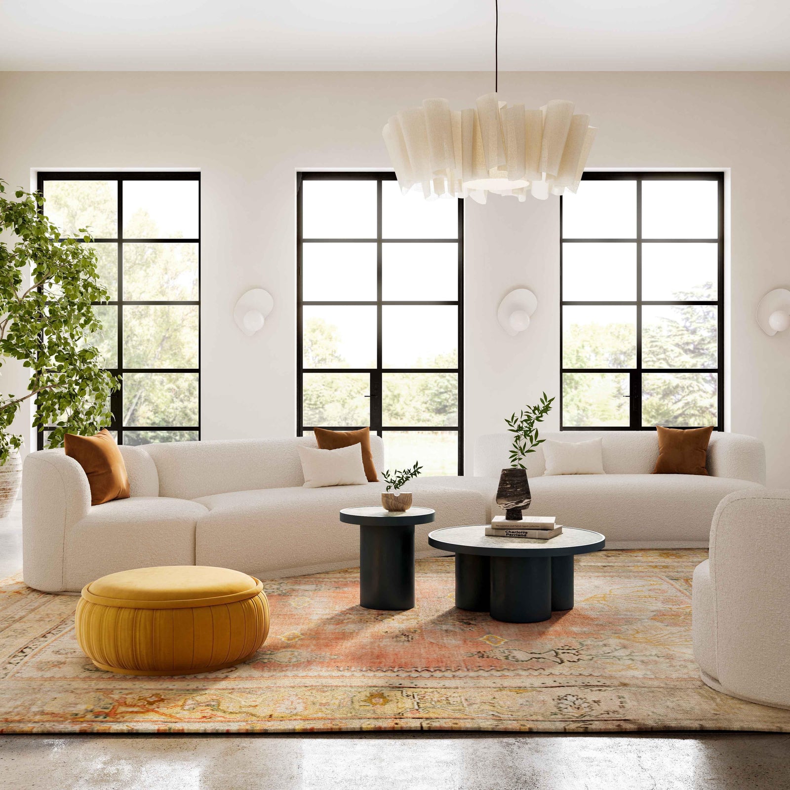 TOV Furniture Fickle Cream Boucle 4-Piece Modular RAF Sectional SOFAS + SECTIONALS
