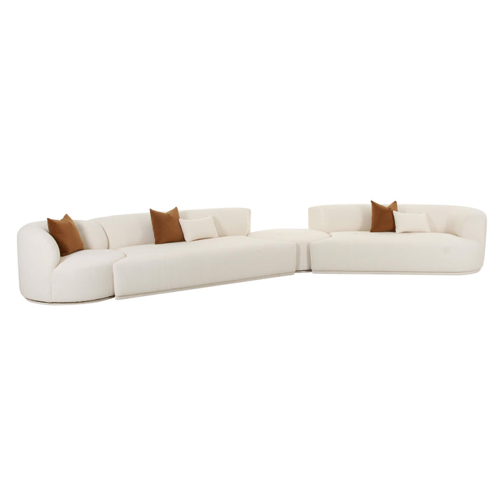 TOV Furniture Fickle Cream Boucle 4-Piece Modular RAF Sectional SOFAS + SECTIONALS