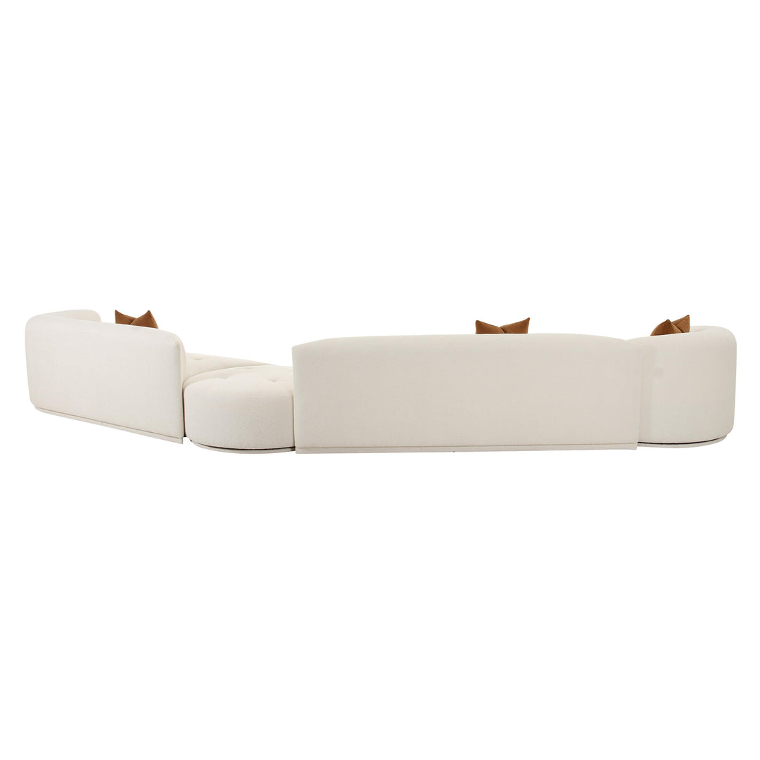 TOV Furniture Fickle Cream Boucle 4-Piece Modular RAF Sectional SOFAS + SECTIONALS