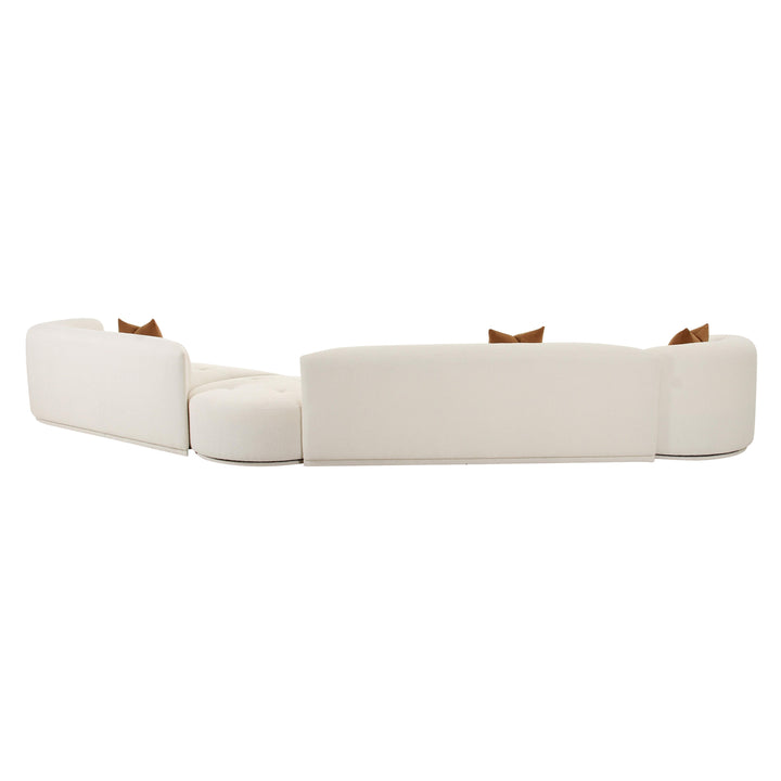 TOV Furniture Fickle Cream Boucle 4-Piece Modular RAF Sectional SOFAS + SECTIONALS