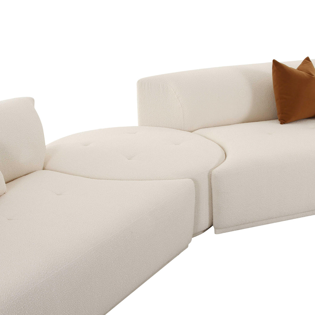 TOV Furniture Fickle Cream Boucle 4-Piece Modular RAF Sectional SOFAS + SECTIONALS