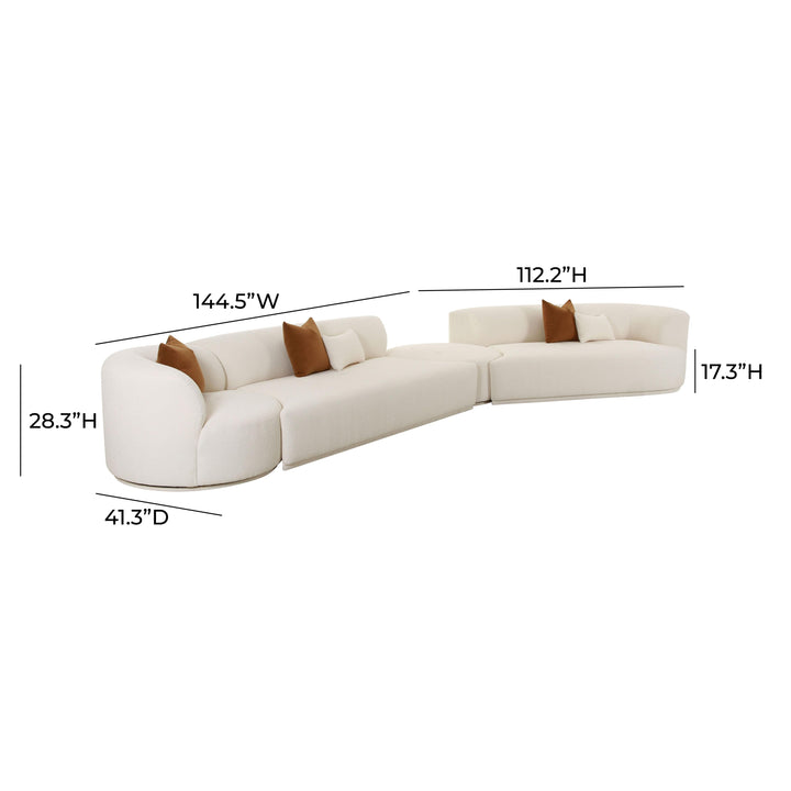 TOV Furniture Fickle Cream Boucle 4-Piece Modular RAF Sectional SOFAS + SECTIONALS