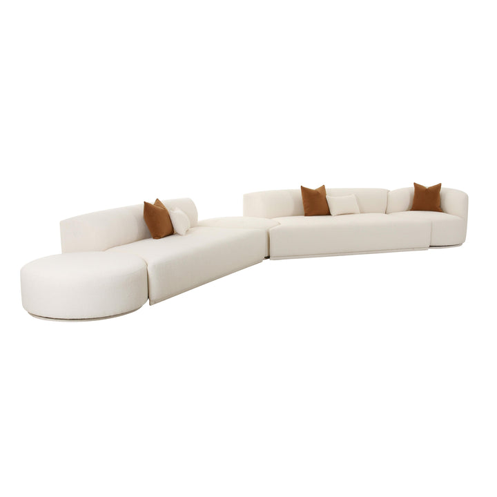 American Home Furniture | TOV Furniture - Fickle Cream Boucle 5-Piece Modular Chaise Sectional