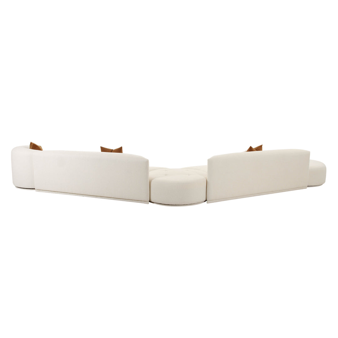 American Home Furniture | TOV Furniture - Fickle Cream Boucle 5-Piece Modular Chaise Sectional