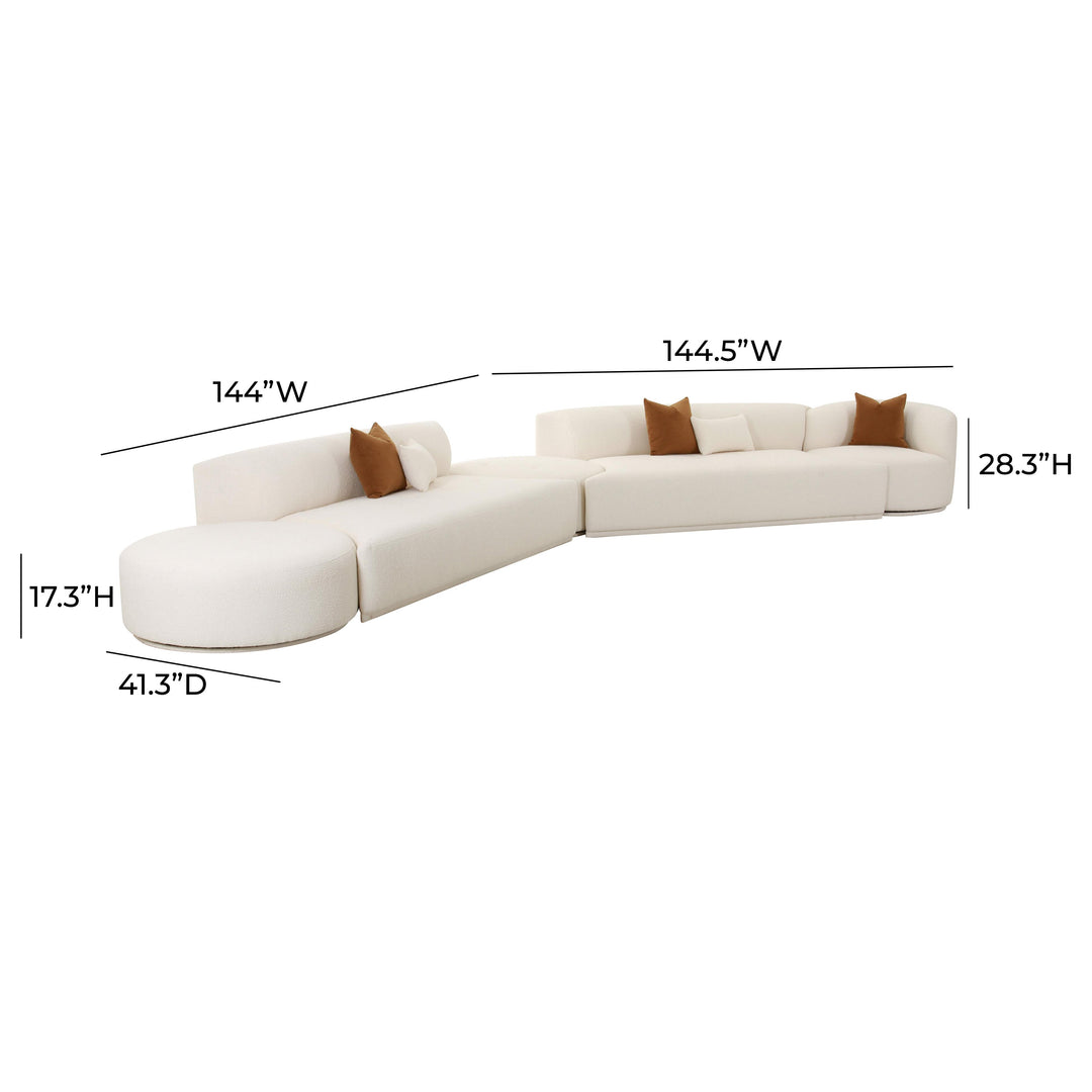 American Home Furniture | TOV Furniture - Fickle Cream Boucle 5-Piece Modular Chaise Sectional