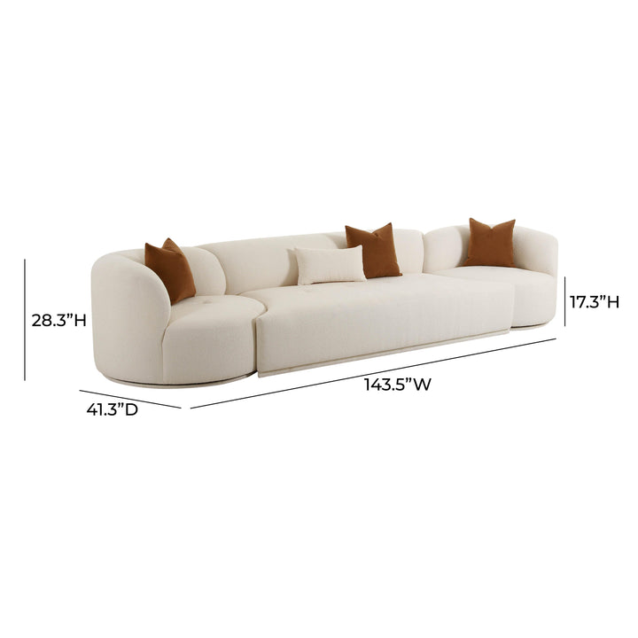 American Home Furniture | TOV Furniture - Fickle Cream Boucle 3-Piece Modular Sofa