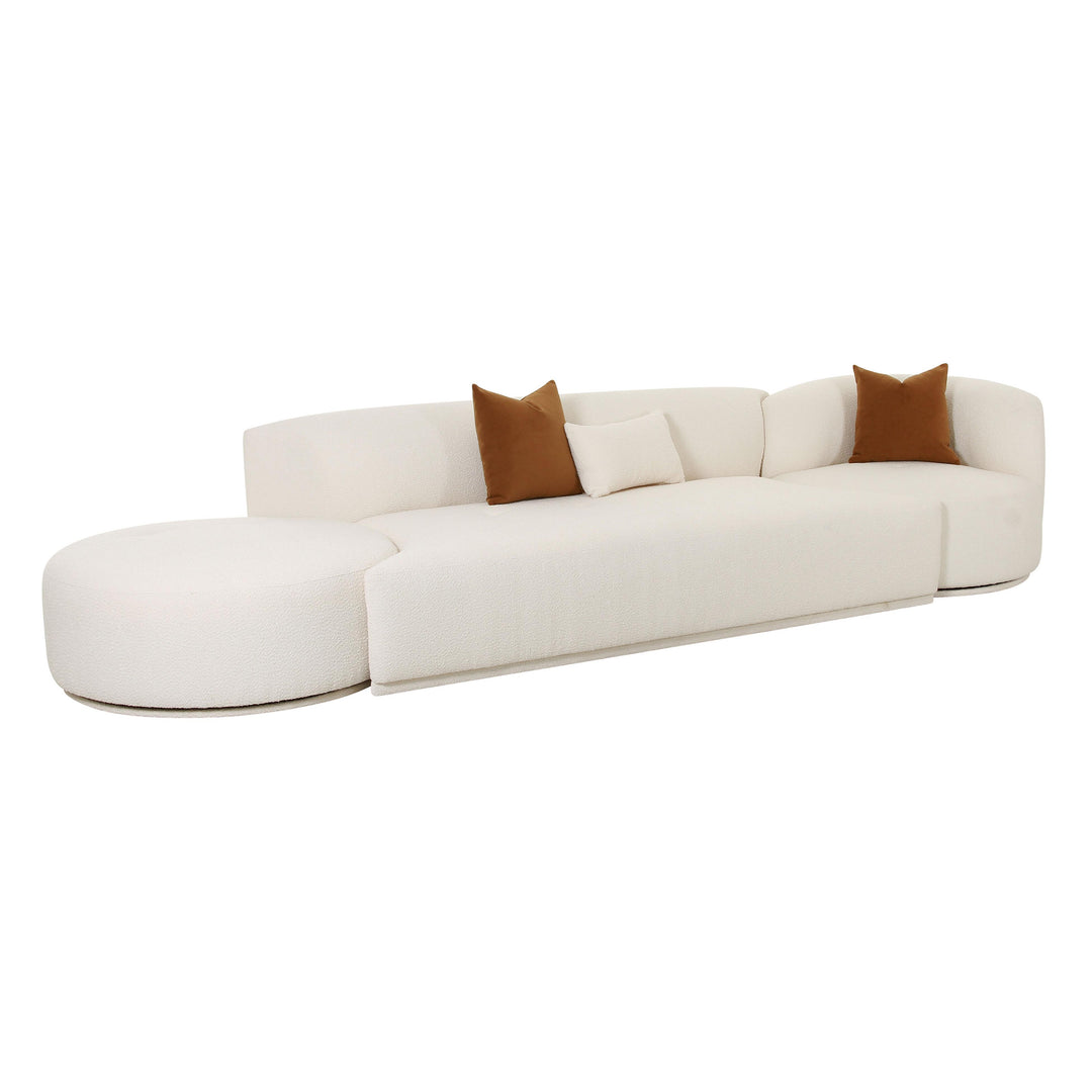 American Home Furniture | TOV Furniture - Fickle Cream Boucle 3-Piece Chaise Modular Sofa