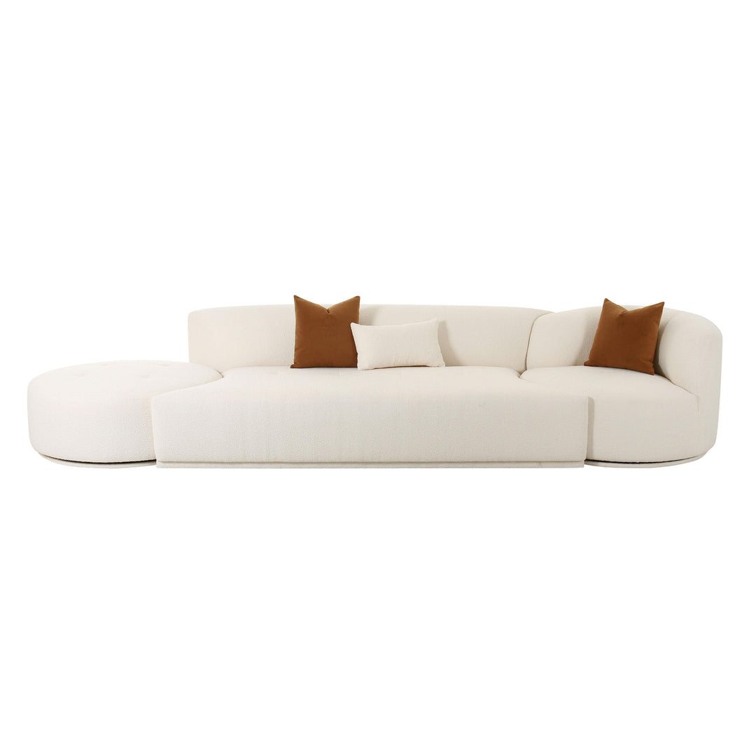 American Home Furniture | TOV Furniture - Fickle Cream Boucle 3-Piece Chaise Modular Sofa