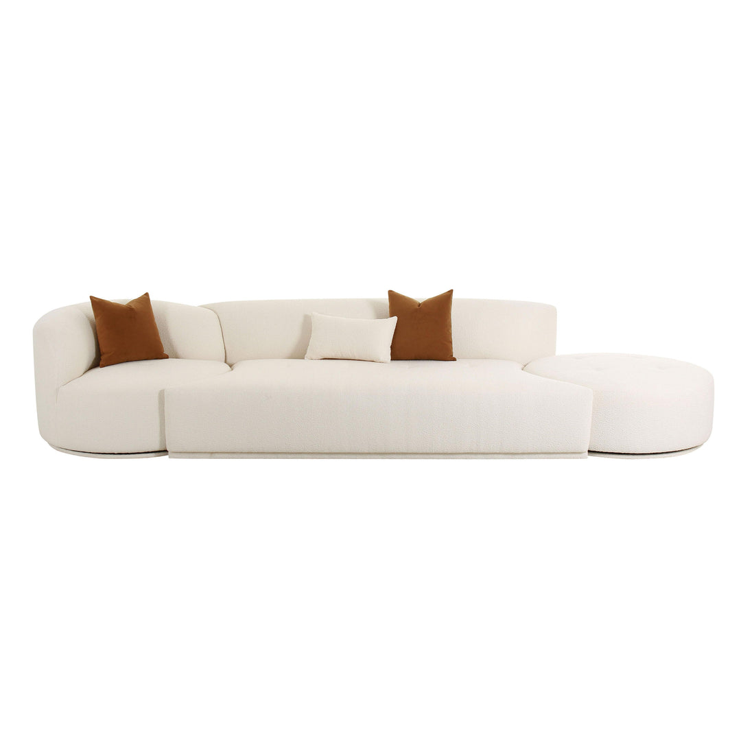 American Home Furniture | TOV Furniture - Fickle Cream Boucle 3-Piece Chaise Modular Sofa