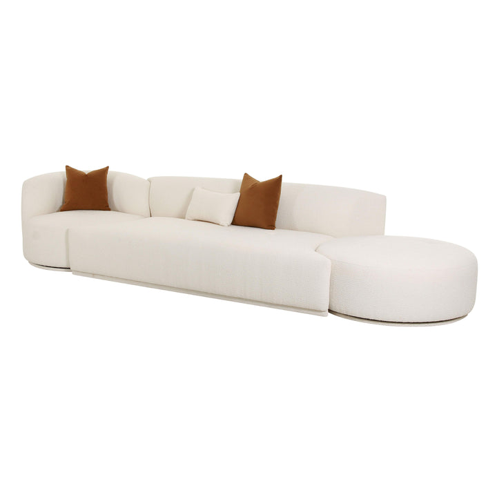 American Home Furniture | TOV Furniture - Fickle Cream Boucle 3-Piece Chaise Modular Sofa