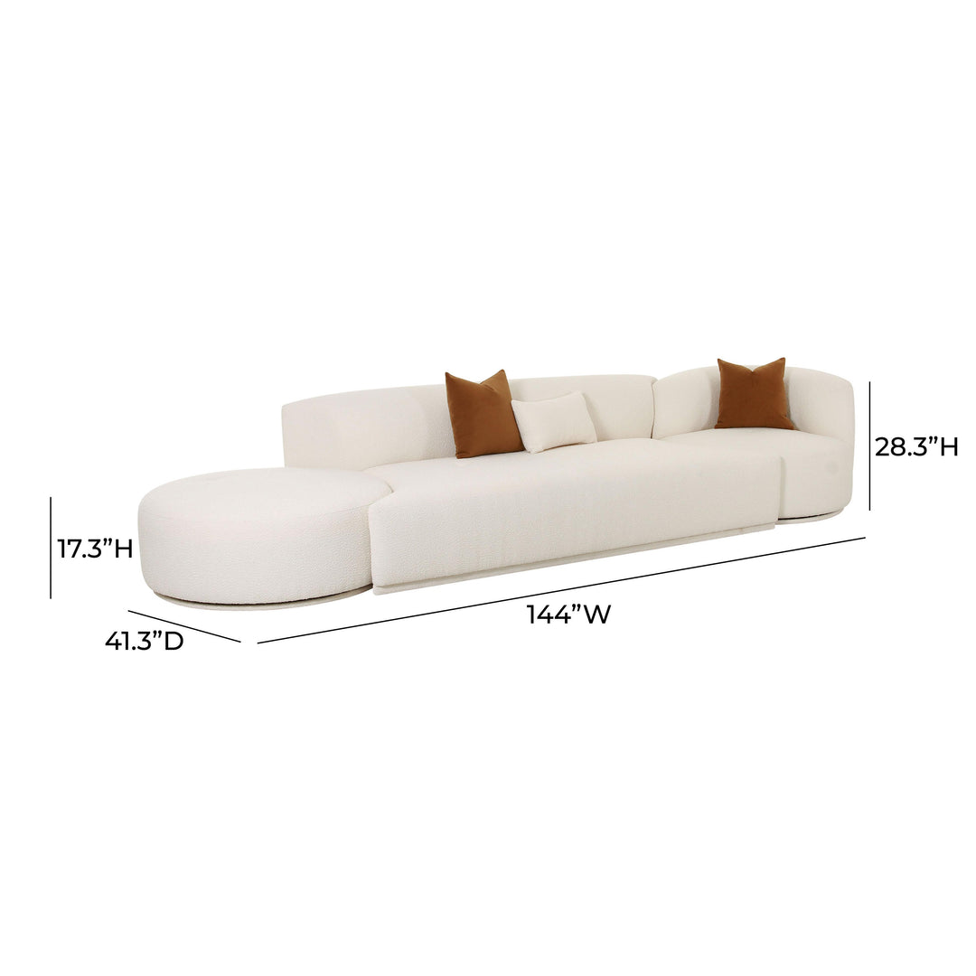 American Home Furniture | TOV Furniture - Fickle Cream Boucle 3-Piece Chaise Modular Sofa