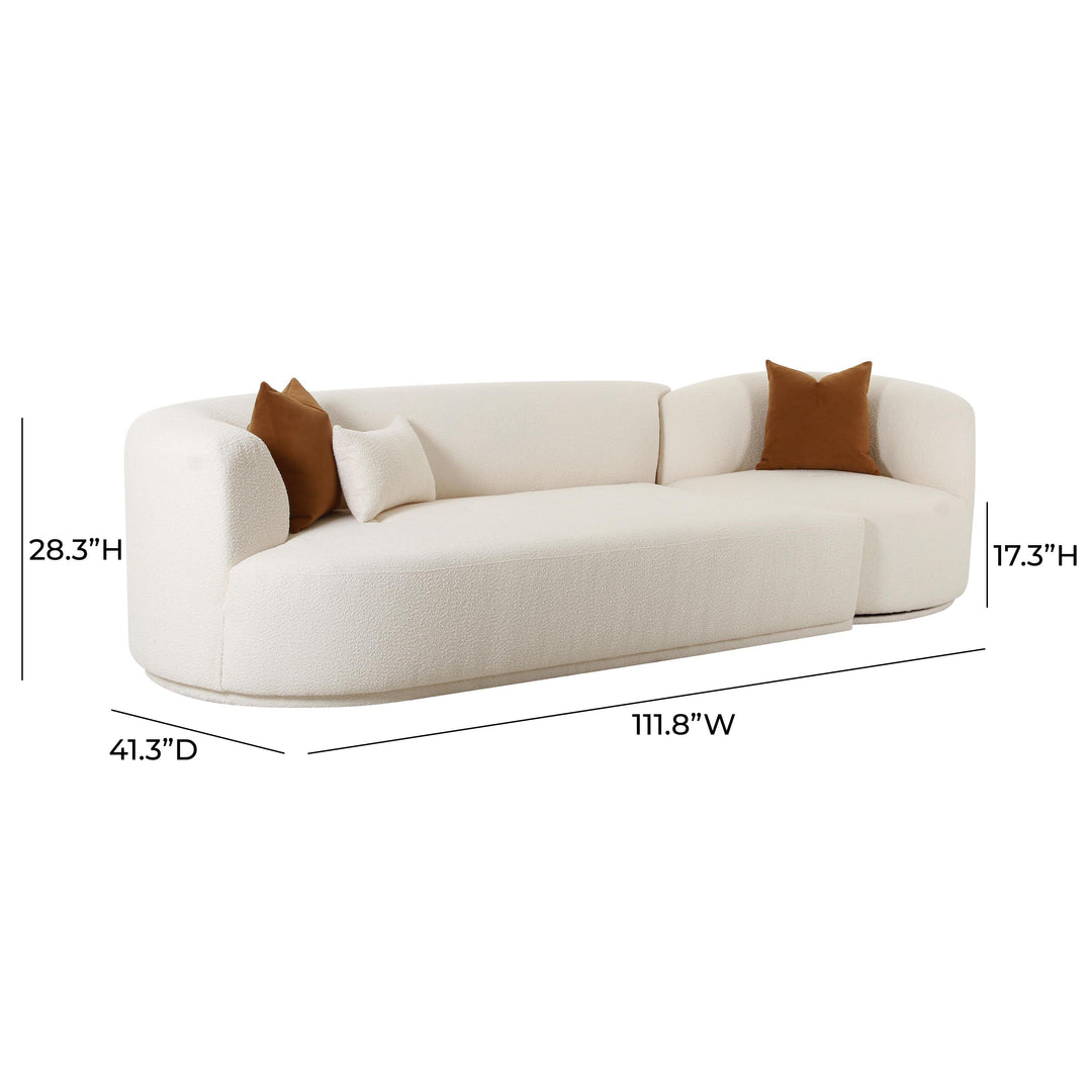 TOV Furniture Fickle Cream Boucle 2-Piece Modular LAF Sofa SOFAS + SECTIONALS