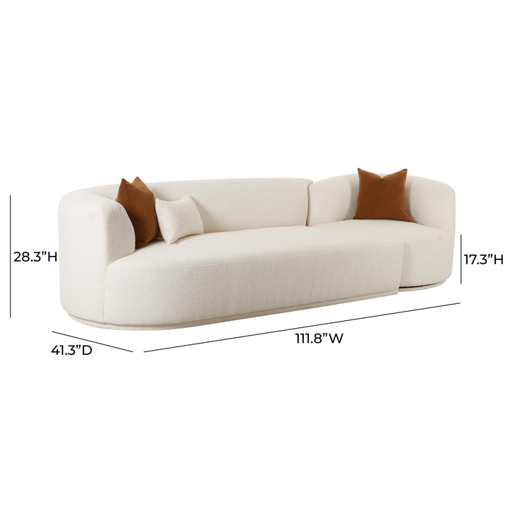 TOV Furniture Fickle Cream Boucle 2-Piece Modular LAF Sofa SOFAS + SECTIONALS