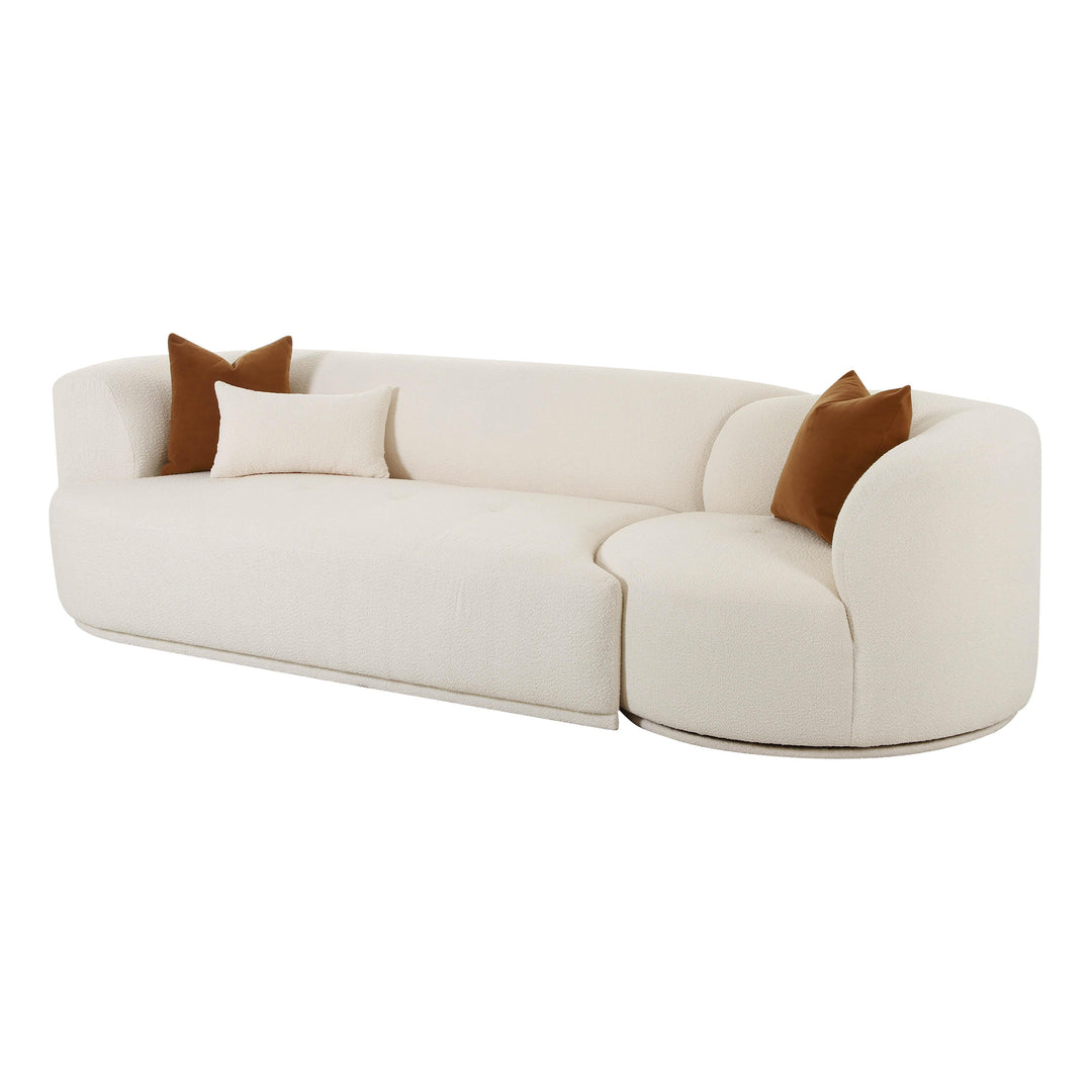 American Home Furniture | TOV Furniture - Fickle Cream Boucle 2-Piece Modular LAF Sofa