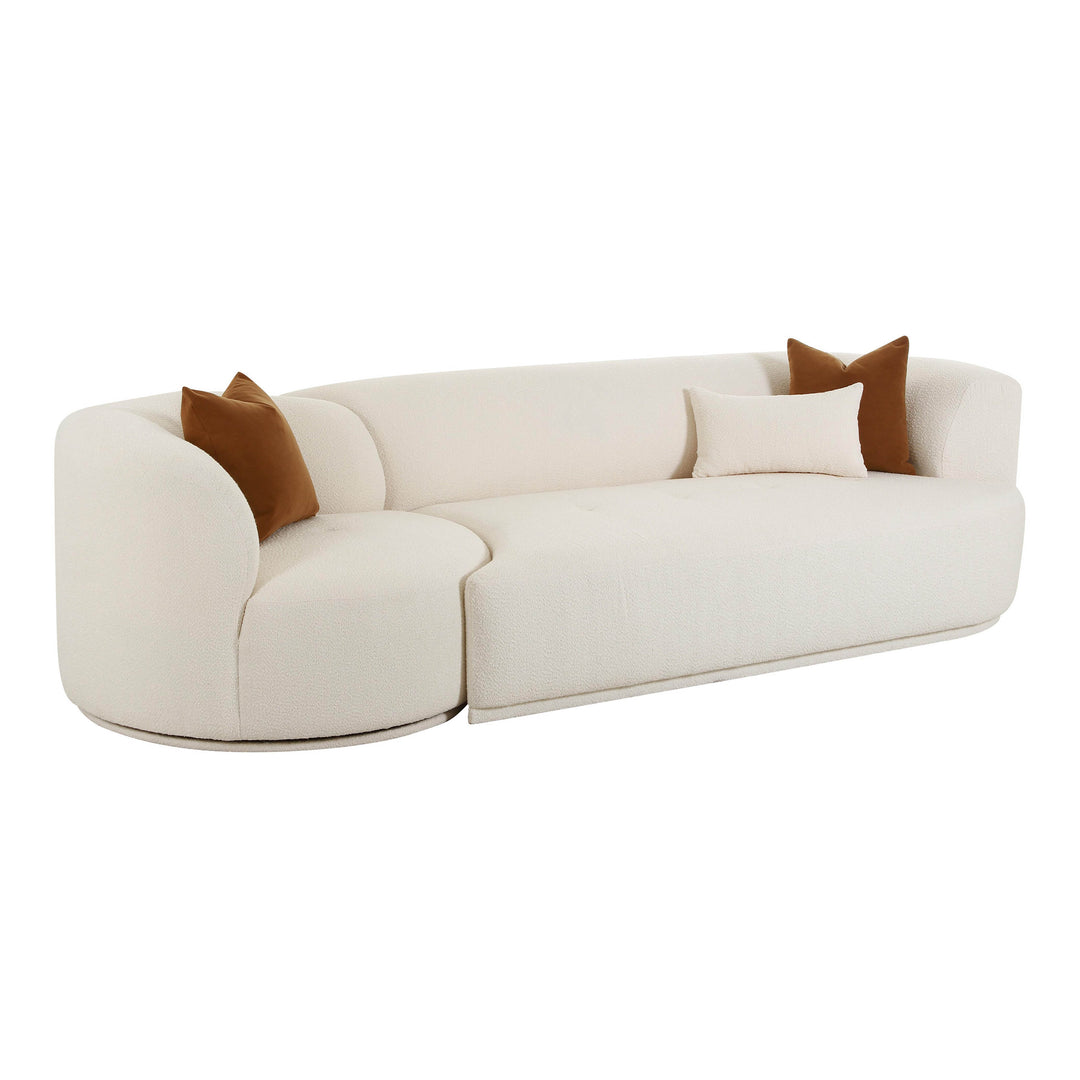 American Home Furniture | TOV Furniture - Fickle Cream Boucle 2-Piece Modular RAF Sofa