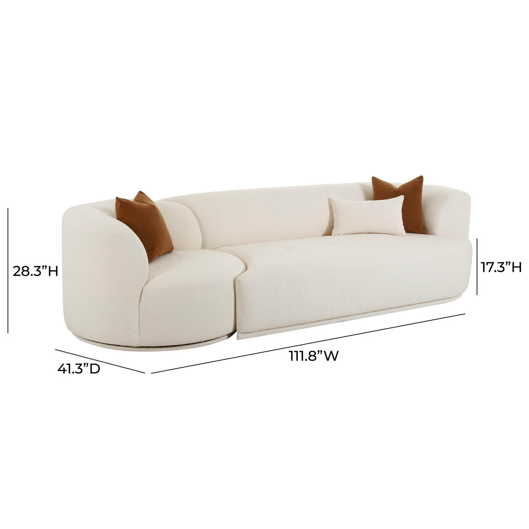 American Home Furniture | TOV Furniture - Fickle Cream Boucle 2-Piece Modular RAF Sofa