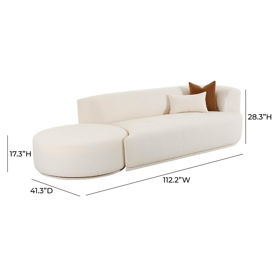 TOV Furniture Fickle Cream Boucle 2-Piece Chaise Modular RAF Sofa SOFAS + SECTIONALS