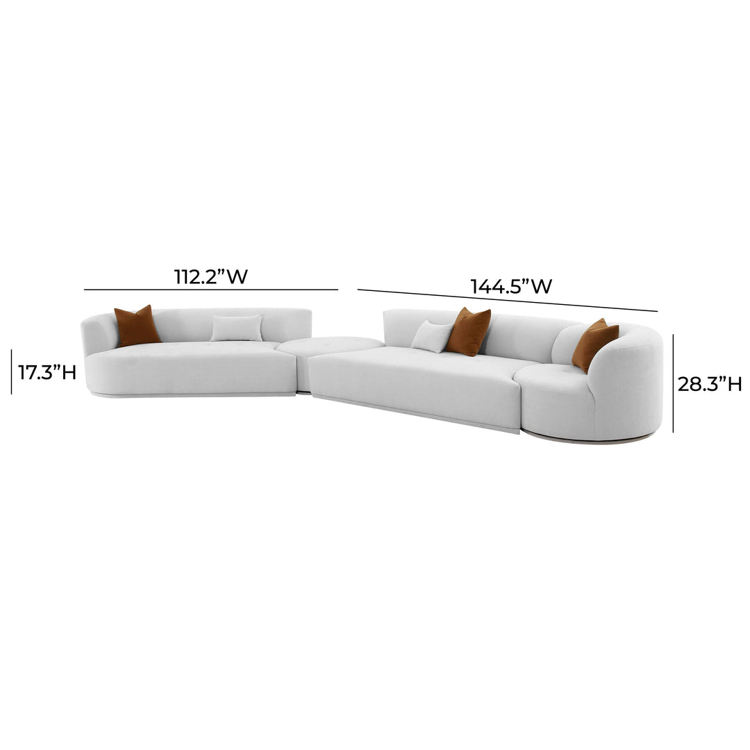 American Home Furniture | TOV Furniture - Fickle Grey Velvet 4-Piece Modular LAF Sectional